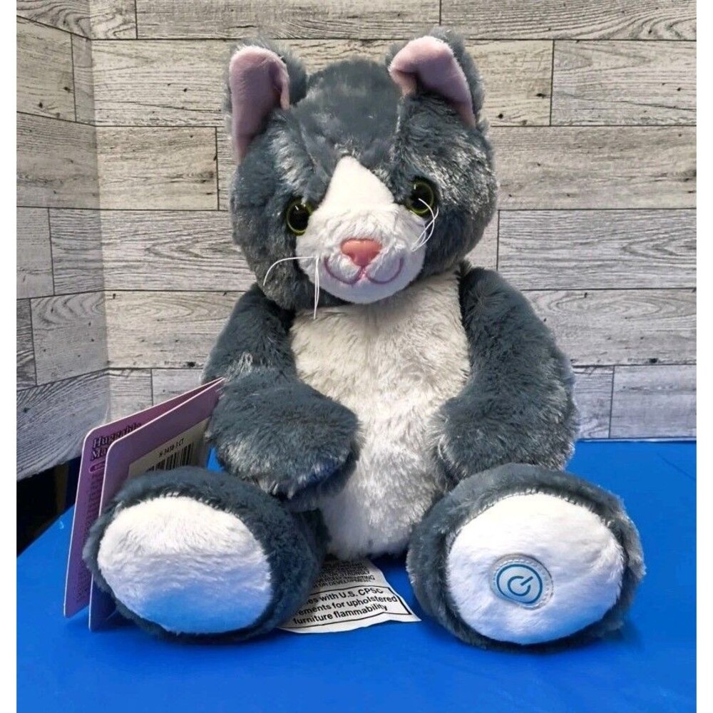 Huggable Plushie Gray Cat Massager With Relaxing Vibration Gift New With Tag